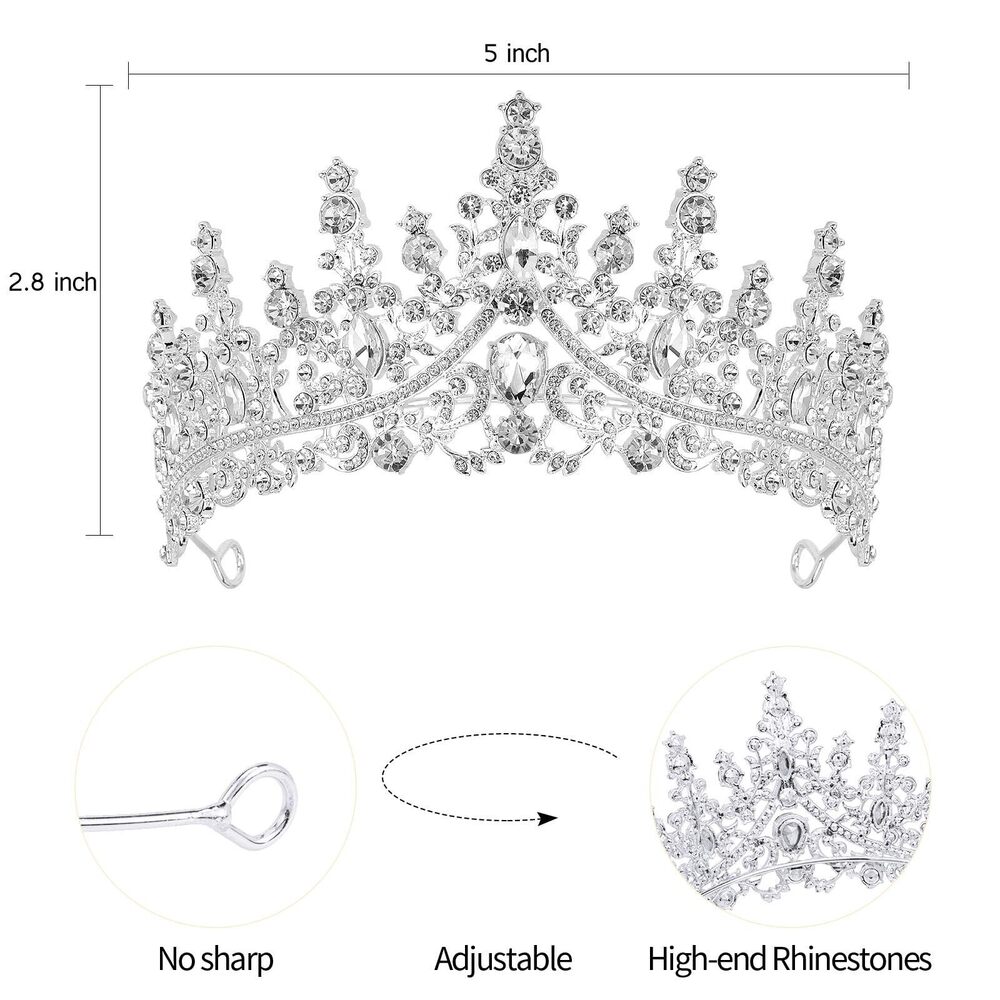 8274 Birthday Queen Tiara Crowns Girls Silver Crystal Birthday Queen - Picture 6 of 7